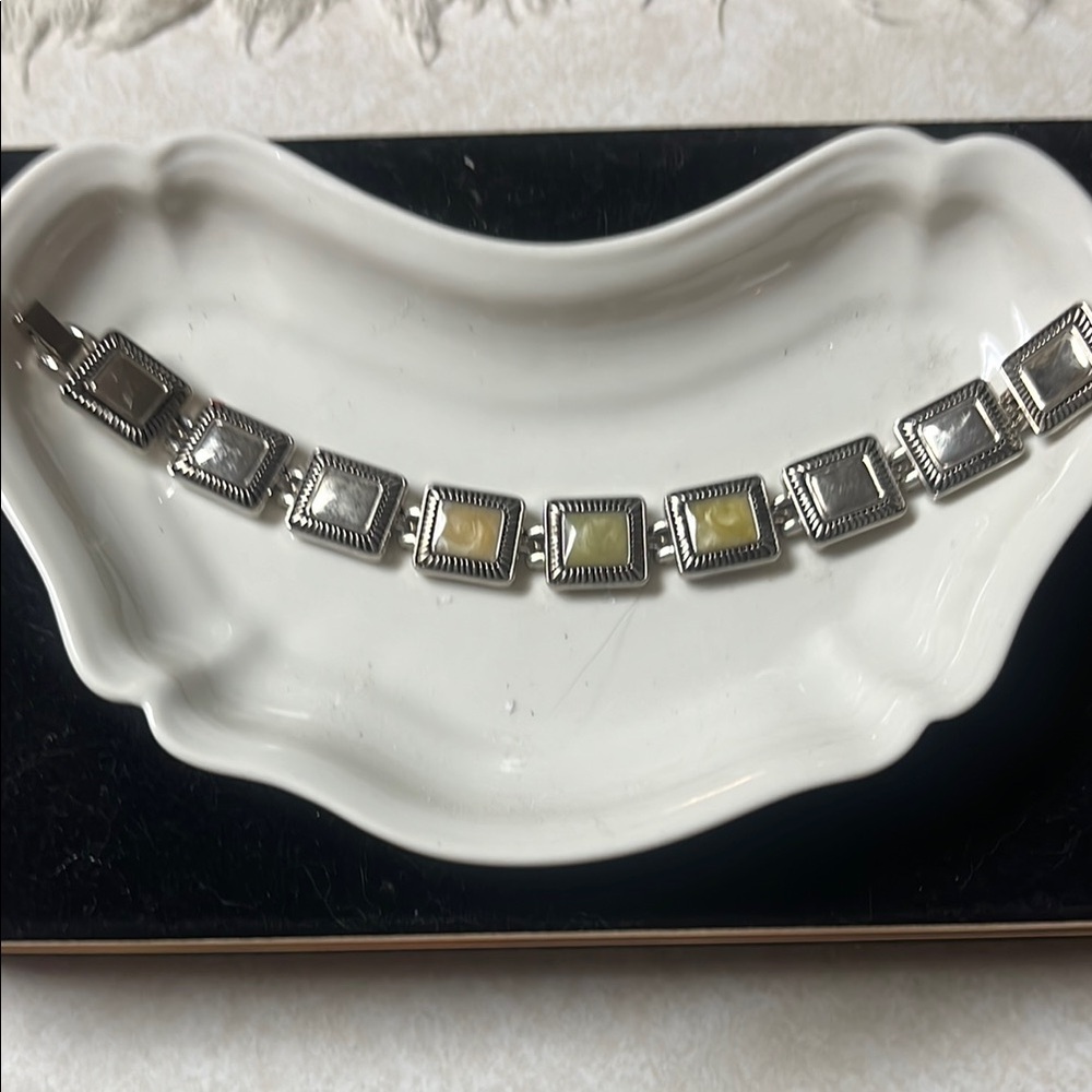 Elegant Silver and Yellow Bracelet